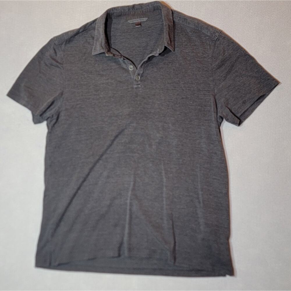 John Varvatos Silk Cotton Blend Polo Shirt Grey Large